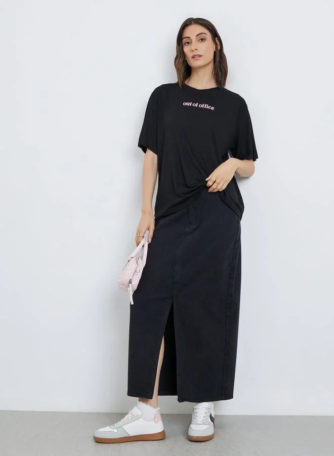 Take Two Slogan Print Regular Fit T-Shirt