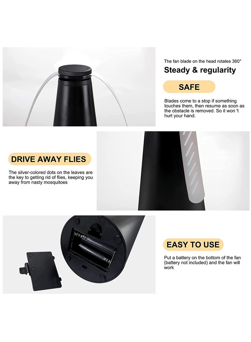 SYOSI Fly Fan for Tables Indoor Outdoor Meal, Portable Fly Fan Keep Your Food Clean(Black Color 2pcs)  - Image 2