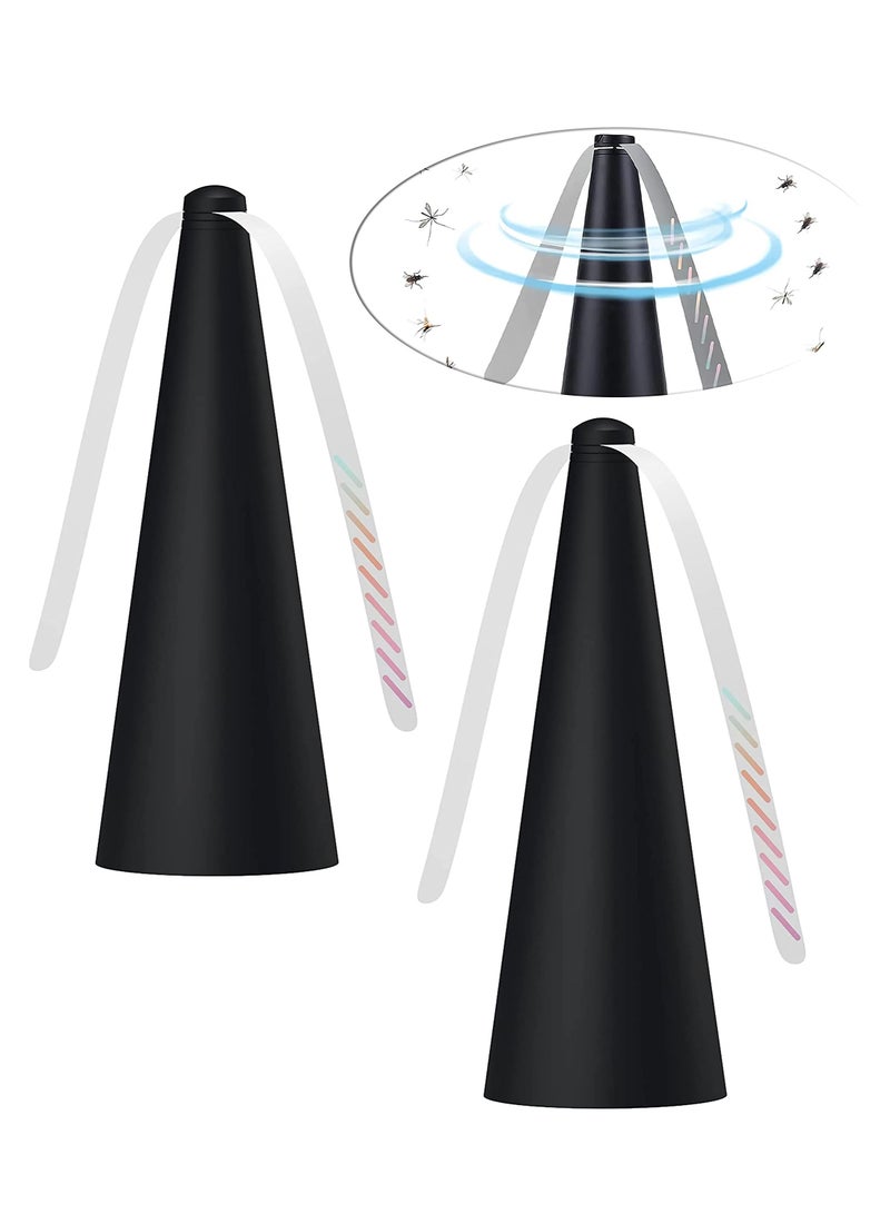 SYOSI Fly Fan for Tables Indoor Outdoor Meal, Portable Fly Fan Keep Your Food Clean(Black Color 2pcs)  - Image 1