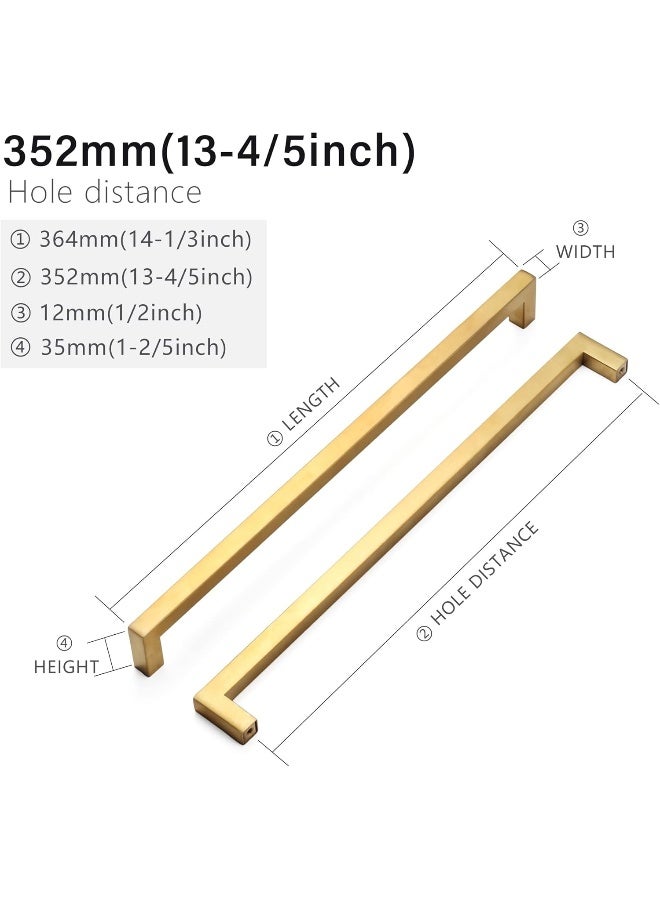 Redunest Cabinet Pulls Gold Cabinet Handles Square Drawer Pulls, 10 Pack 13-4/5 Inch Stainless Steel Kitchen Door Cupboard Cabinet Handles, Drawer Hardware Handles, 352mm Hole Centers - Image 2