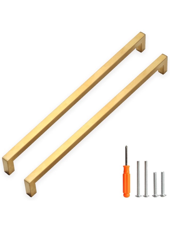 Redunest Cabinet Pulls Gold Cabinet Handles Square Drawer Pulls, 10 Pack 13-4/5 Inch Stainless Steel Kitchen Door Cupboard Cabinet Handles, Drawer Hardware Handles, 352mm Hole Centers - Image 1