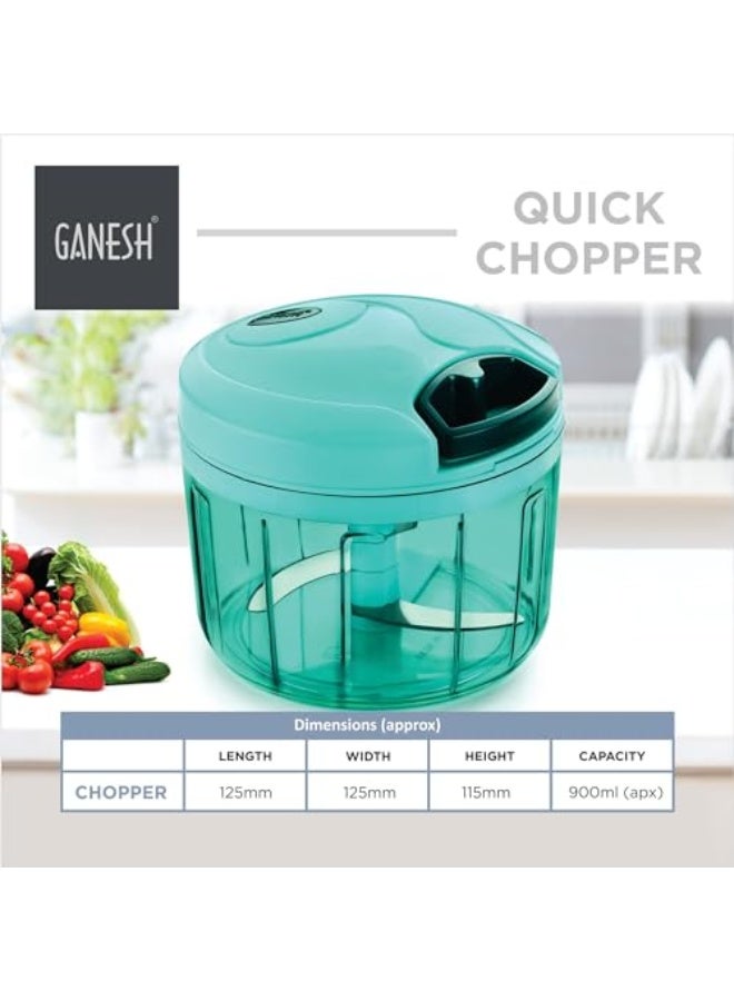 Ganesh Multipurpose Plastic Vegetable Chopper Cutter 3 Blades for Effortlessly Chopping Vegetables and Fruits for Your Kitchen, Pool Green (725 ml) - Image 3