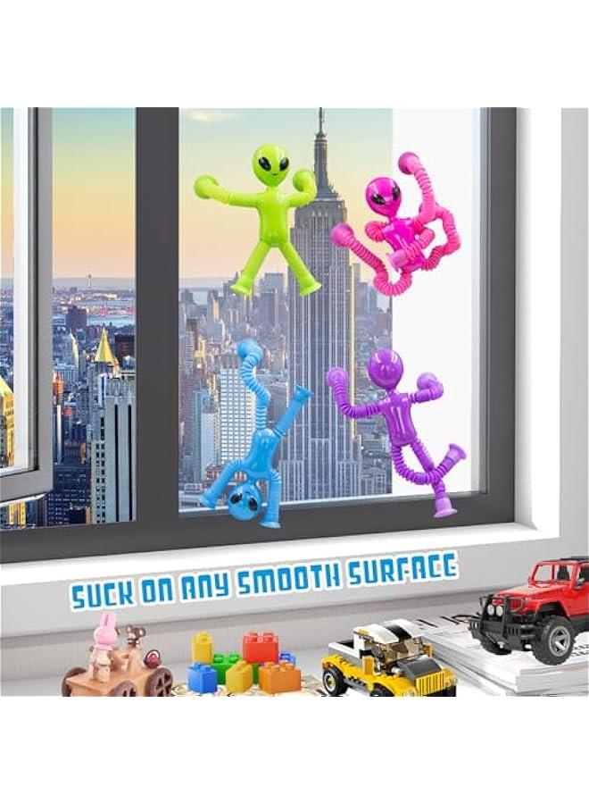 Pop Tubes Alien Fidget Toys for Kids, 4Pack Fidget Toys Telescopic Suction Cup Toy for Stress and Anxiety Relief, Stocking Stuffers Gift for Kids and Toddlers (4 Pack Alien) - Image 4