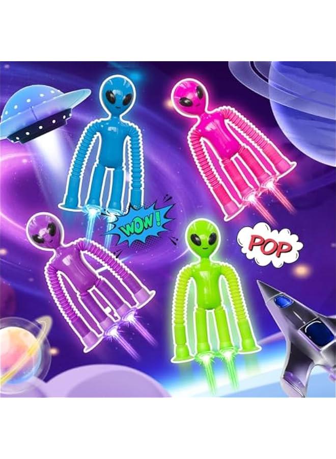 Pop Tubes Alien Fidget Toys for Kids, 4Pack Fidget Toys Telescopic Suction Cup Toy for Stress and Anxiety Relief, Stocking Stuffers Gift for Kids and Toddlers (4 Pack Alien) - Image 3