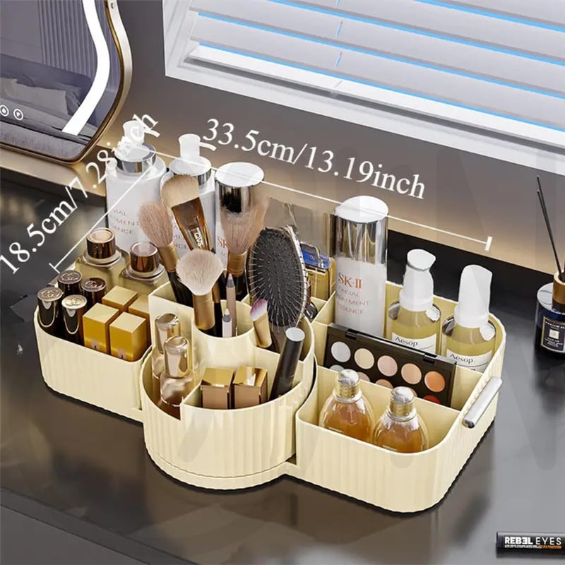 Ostin Cosmetic Make Up Organiser, Brush Organiser, Rotating Makeup Organiser for Dressing Table, Cosmetic Organiser Set for Room Decor Dressing Table, Bedroom, Bathroom. (13 Section) - Image 3