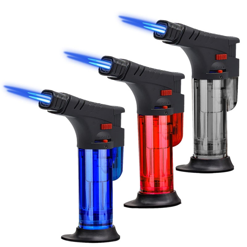 XQBBIDM Torch Lighter, 3 Pack of Jet Flame Lighter Refillable Gas Butane Lighter, Windproof Lighters Jet Butane Lighter for Candle, Campfire, Kitchen,Grill, Camping(Without Butane)-Double Burner - Image 1