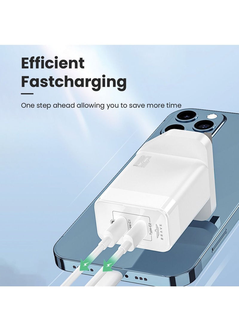 Brave PD 45W GaN Charger USB C Power Adapter Dual Type C Wall Charging Plug GaN Power Delivery Compatible with iPhone for iPhone 15/15 Pro Max/15 Pro/15 Plus/14/13/12/11, Samsung S23, Huawei, Xioami etc. - Image 3