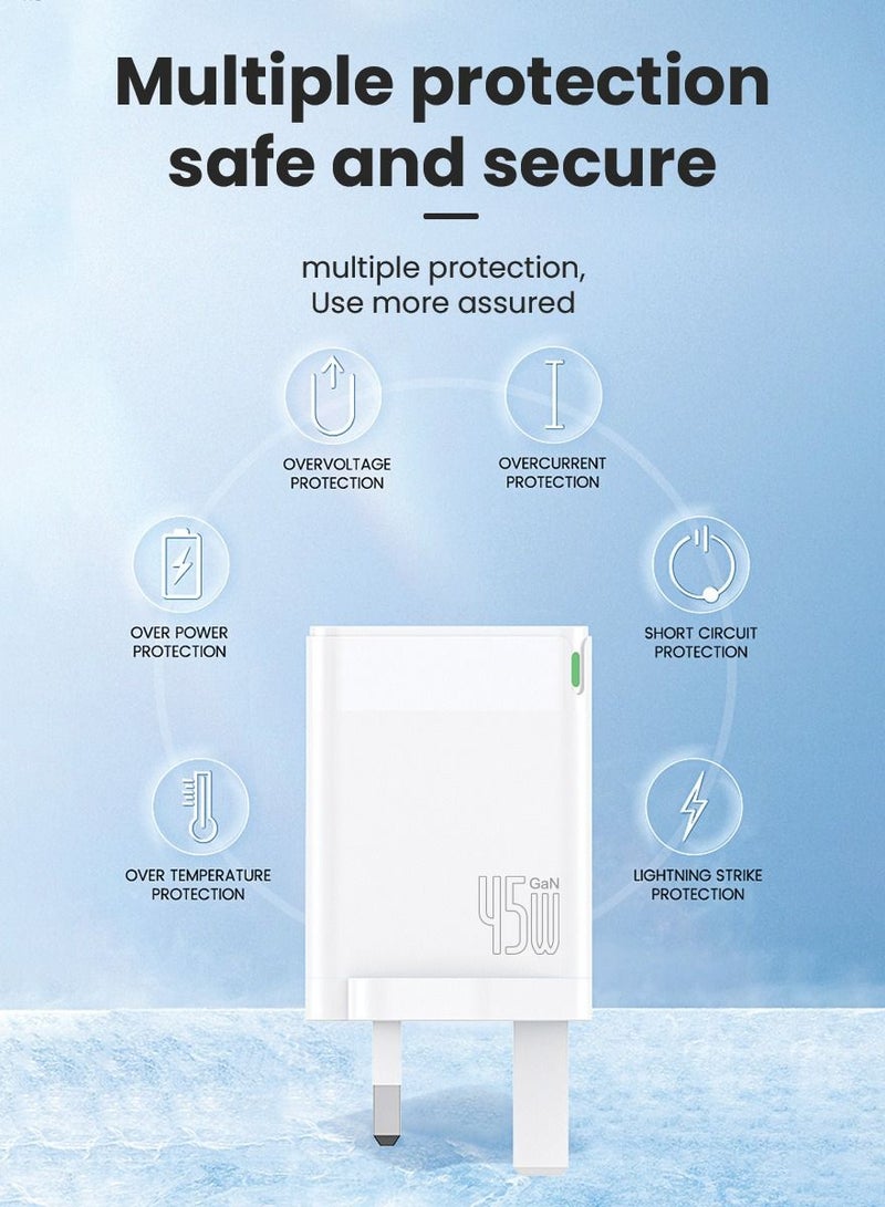 Brave PD 45W GaN Charger USB C Power Adapter Dual Type C Wall Charging Plug GaN Power Delivery Compatible with iPhone for iPhone 15/15 Pro Max/15 Pro/15 Plus/14/13/12/11, Samsung S23, Huawei, Xioami etc. - Image 5