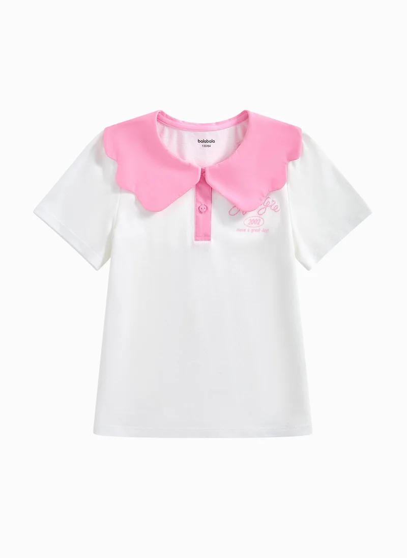 Balabala Kids Girl Lapel Short-Sleeved T-Shirt