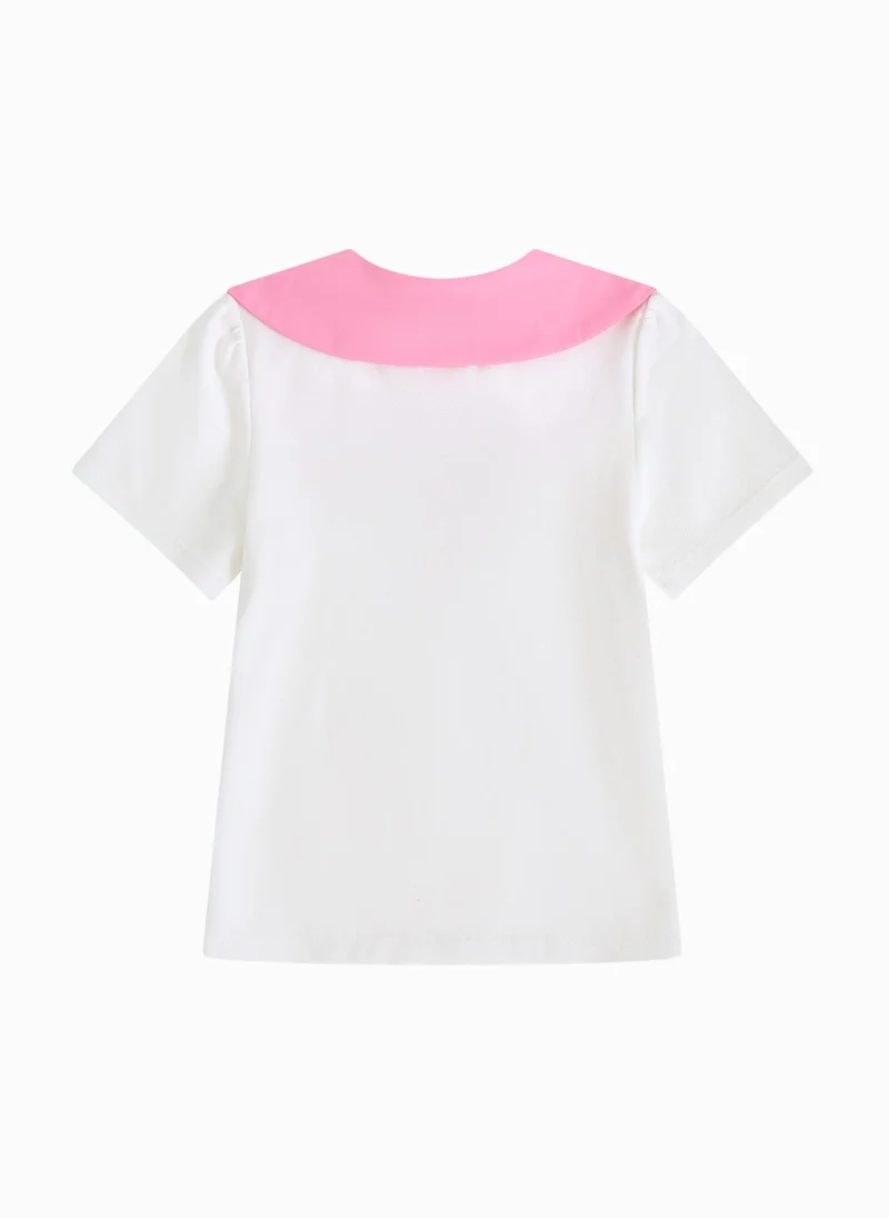 Balabala Kids Girl Lapel Short-Sleeved T-Shirt