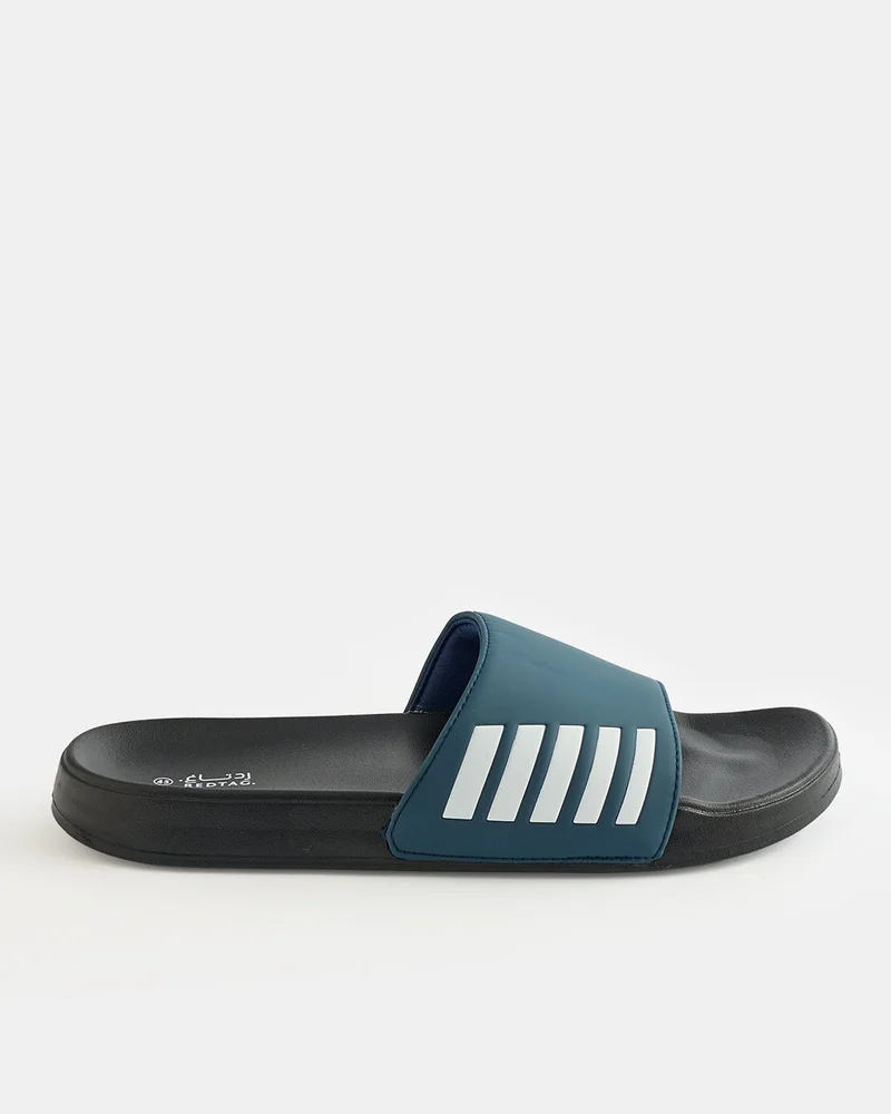 REDTAG Men Navy Striped Slides