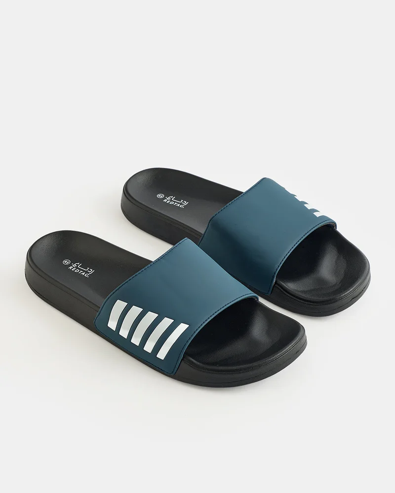 REDTAG Men Navy Striped Slides