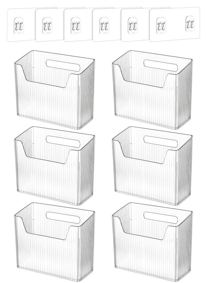 Kifmurase 6PCS Cabinet Door Organizer, Adhesive Wall Mounted Storage Organizer Bins, Clear Stackable Hanging Baskets Containers for Organizing Refrigerator Kitchen Bathroom Pantry, 7.8×3.6 ×4.7 Inch - Image 1