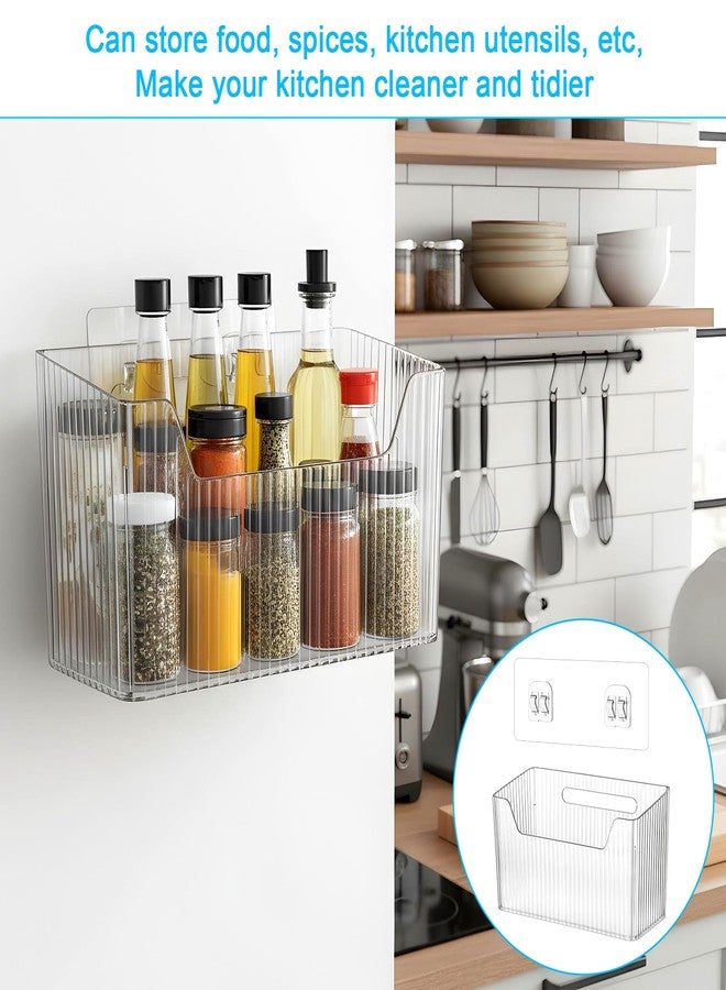 Kifmurase 6PCS Cabinet Door Organizer, Adhesive Wall Mounted Storage Organizer Bins, Clear Stackable Hanging Baskets Containers for Organizing Refrigerator Kitchen Bathroom Pantry, 7.8×3.6 ×4.7 Inch - Image 4