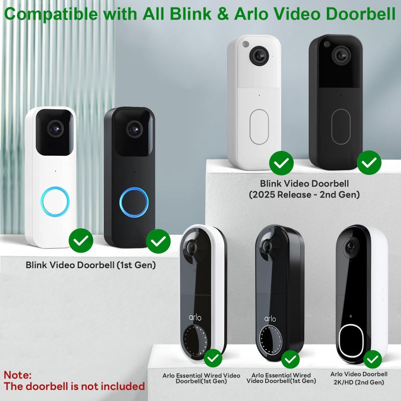 Aaeytby Blink Doorbell Mount, Fully Metal Anti-Theft Bracket for Arlo/Blink Doorbell (1st Gen/ 2nd Gen),Anti-Blocks Motion Sensor,No Drilling Adjustable Accessories Mount for Houses/Apartments/Rentals-Silver - Image 2