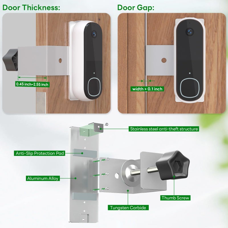 Aaeytby Blink Doorbell Mount, Fully Metal Anti-Theft Bracket for Arlo/Blink Doorbell (1st Gen/ 2nd Gen),Anti-Blocks Motion Sensor,No Drilling Adjustable Accessories Mount for Houses/Apartments/Rentals-Silver - Image 4