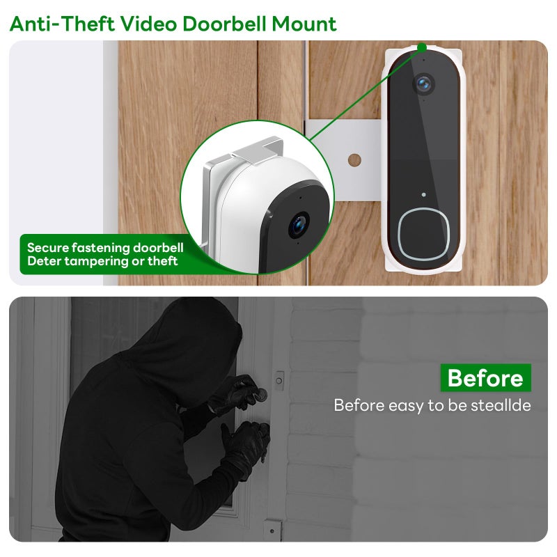 Aaeytby Blink Doorbell Mount, Fully Metal Anti-Theft Bracket for Arlo/Blink Doorbell (1st Gen/ 2nd Gen),Anti-Blocks Motion Sensor,No Drilling Adjustable Accessories Mount for Houses/Apartments/Rentals-Silver - Image 5