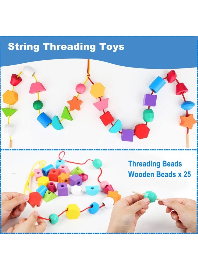 Wooden stacking toys Bead building block toys Montessori toy set Stacking peg toy Geometric matching Shape recognition Early education educational toys - Image 4