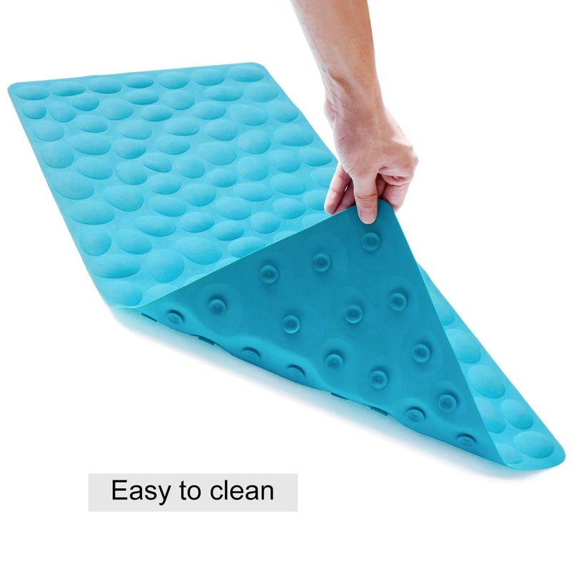 OTHWAY Non-Slip Bathtub Mat OTHWAY Soft Rubber Bathroom Bathmat with Strong Suction Cups (Blue) - Image 2
