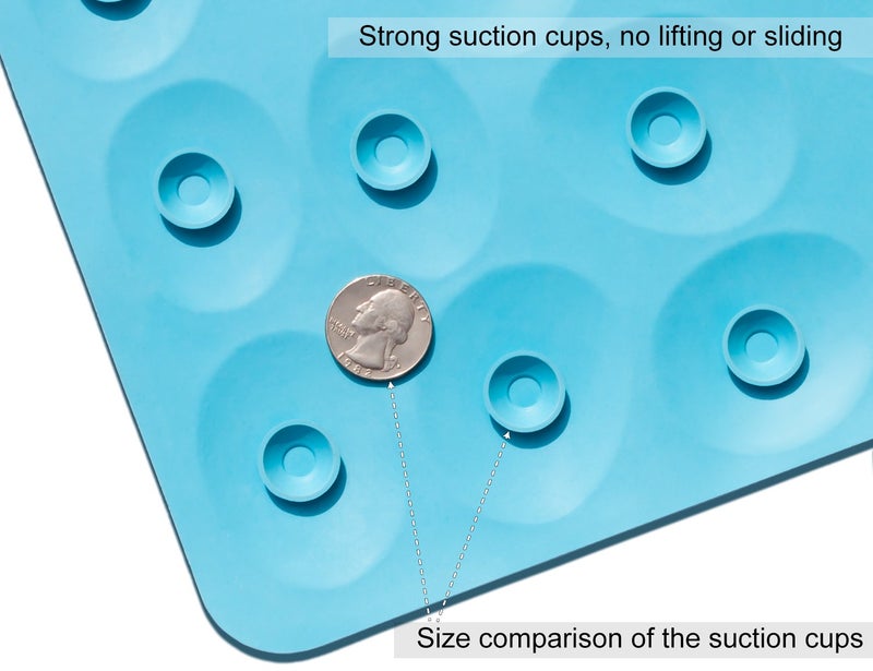 OTHWAY Non-Slip Bathtub Mat OTHWAY Soft Rubber Bathroom Bathmat with Strong Suction Cups (Blue) - Image 3