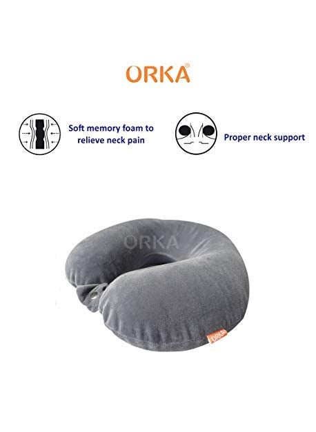 ORKA TRAVEL Orka Memory Foam Travel Plain U Neck Grey  - Image 4