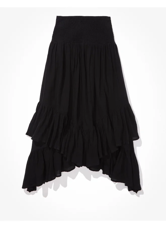 American Eagle AE Smocked High-Low Midi Skirt