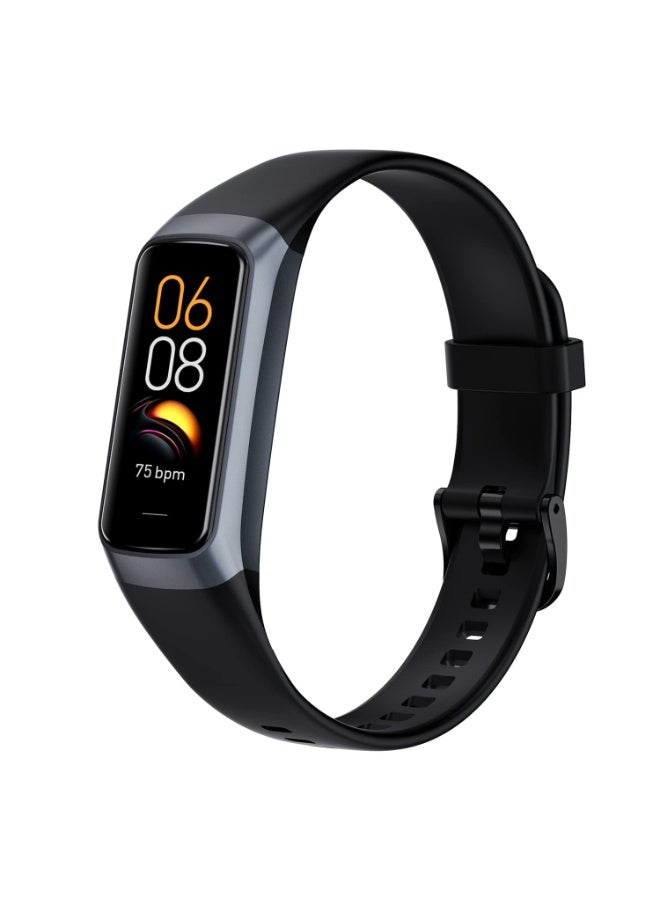 جهاز تتبع اللياقة البدنية مع معدل ضربات القلب على مدار الساعة طوال أيام الأسبوع ومراقبة الأكسجين في الدم والنوم، وجهاز تتبع النشاط بشاشة AMOLED ملونة تعمل باللمس مقاس 1.1 بوصة، وأوضاع رياضية متعددة وعداد خطوات، ومقاوم للماء IP68 للنساء والرجال (أسود) - Image 1