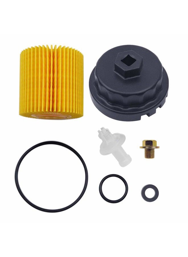 iBetter Genuine Oil Filter,Wrench,Oil Drain Plug Compatible With Lexus,Toyota,Camry,RAV4,Highlander,Sienna,Tundra And More With 04152-YZZA1 Oil Filter-Fits 64mm Cartridge Style Oil Filter Housing - Image 1