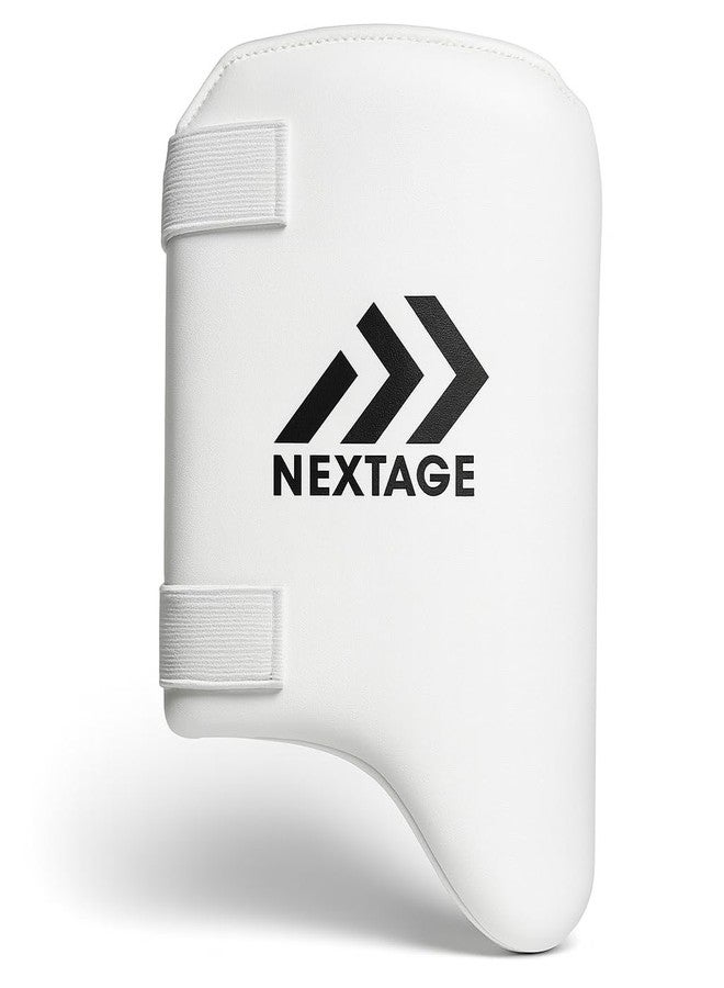 Nextage Cricket Thigh Pad - Lightweight Thigh Guard for Right-Hand Batsman | Outer Thigh Protection with Straps & High-Density Foam - Comfortable Cricket Guard for Adult Players - White, Pack of 1 - Image 1