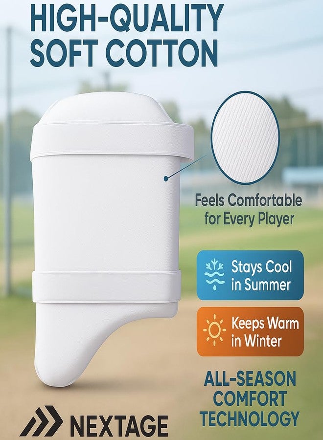 Nextage Cricket Thigh Pad - Lightweight Thigh Guard for Right-Hand Batsman | Outer Thigh Protection with Straps & High-Density Foam - Comfortable Cricket Guard for Adult Players - White, Pack of 1 - Image 3