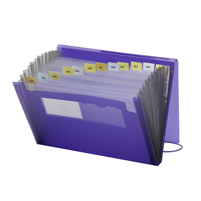 Smead Poly Expanding File, 12 Pockets, Flap and Cord Closure, Letter Size, Purple (70879) - Image 1
