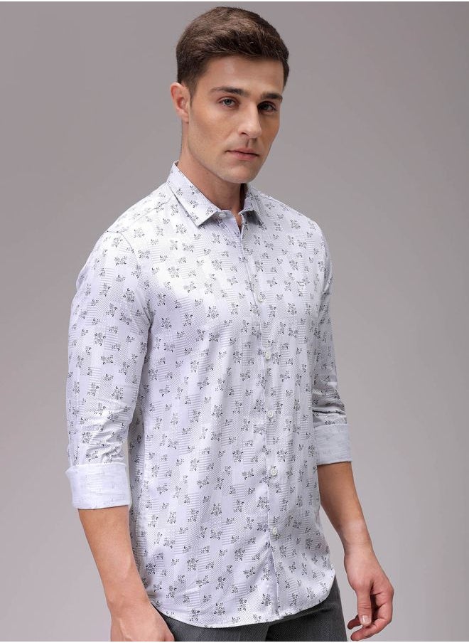 The Indian Garage Co Men Slim Fit Geometric Printed Full Sleeves Cutaway Collar Party Wear Shirt  - Image 3