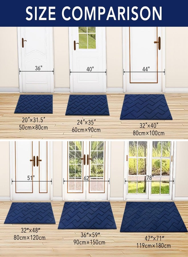 hicorfe Indoor Doormat,Front Back Door Mat Rubber Backing Non Slip Door Mats 24"x35" Absorbent Resist Dirt Entrance Doormat Inside Floor Mats for Entryway Washable Low-Profile (Navy Blue) - Image 3