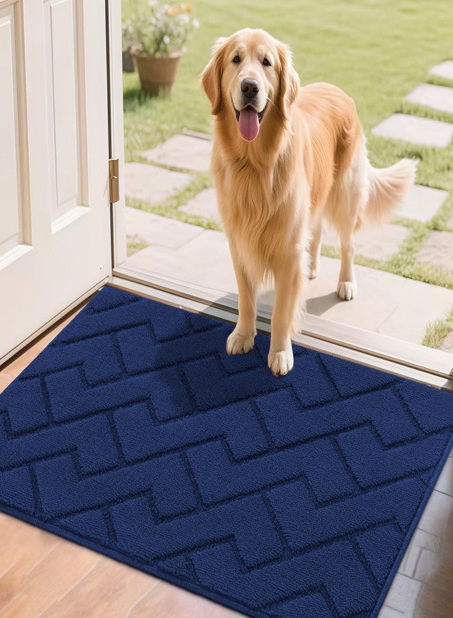 hicorfe Indoor Doormat,Front Back Door Mat Rubber Backing Non Slip Door Mats 24"x35" Absorbent Resist Dirt Entrance Doormat Inside Floor Mats for Entryway Washable Low-Profile (Navy Blue) - Image 1