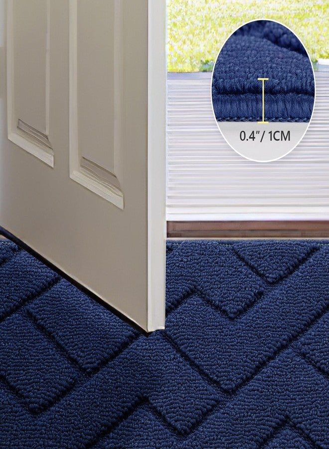 hicorfe Indoor Doormat,Front Back Door Mat Rubber Backing Non Slip Door Mats 24"x35" Absorbent Resist Dirt Entrance Doormat Inside Floor Mats for Entryway Washable Low-Profile (Navy Blue) - Image 4