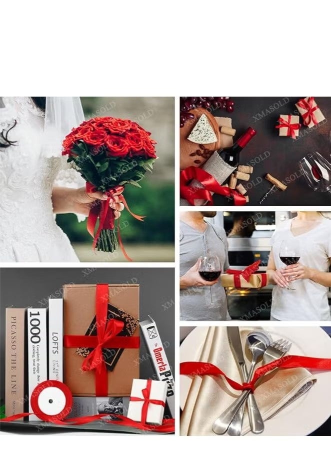 شريط أحمر من قماش الساتان الصلب، مقاس 1-1/2 بوصة، بطول 25 ياردة، لتغليف هدايا الكريسماس، وزينة شجرة الكريسماس، وصنع الأقواس، والحرف اليدوية، ومشاريع الخياطة، وحفلات الزفاف - Image 4