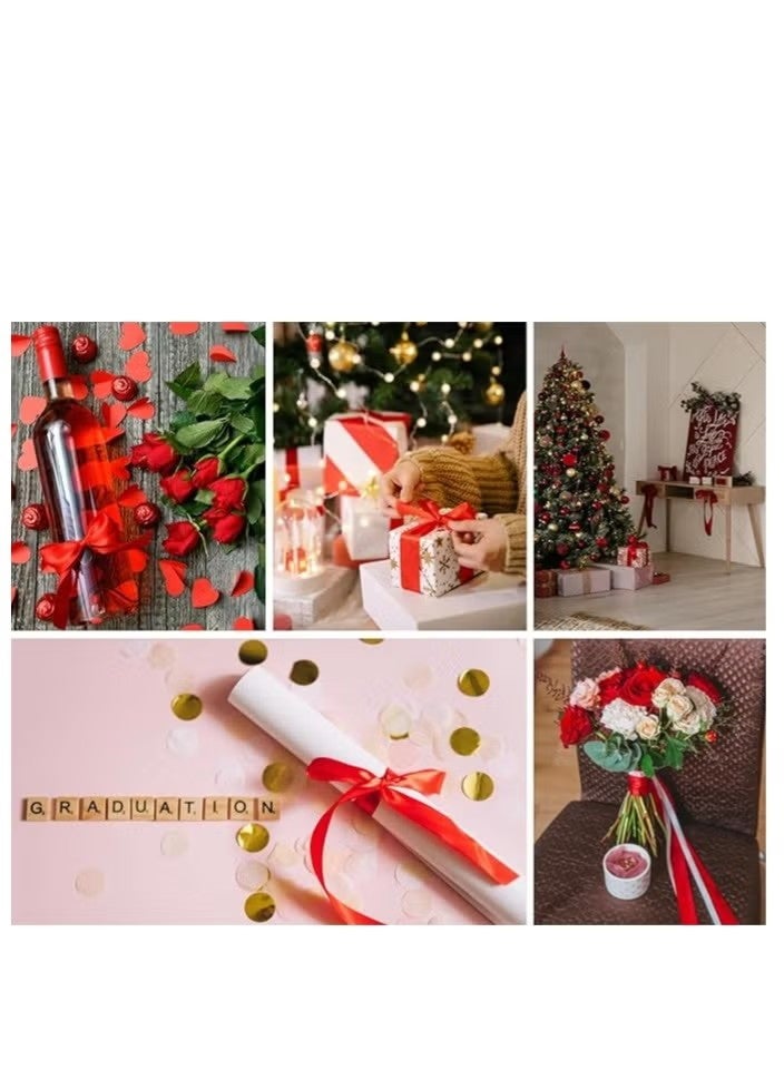 شريط أحمر من قماش الساتان الصلب، مقاس 1-1/2 بوصة، بطول 25 ياردة، لتغليف هدايا الكريسماس، وزينة شجرة الكريسماس، وصنع الأقواس، والحرف اليدوية، ومشاريع الخياطة، وحفلات الزفاف - Image 5