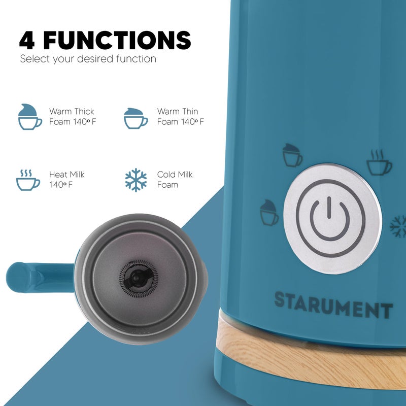 Starument Electric Milk Frother - Automatic Milk Foamer & Heater for Coffee, Latte, Cappuccino, Other Creamy Drinks - 4 Settings for Cold Foam, Airy Milk Foam, Dense Foam & Warm Milk - Easy to Use - Image 4