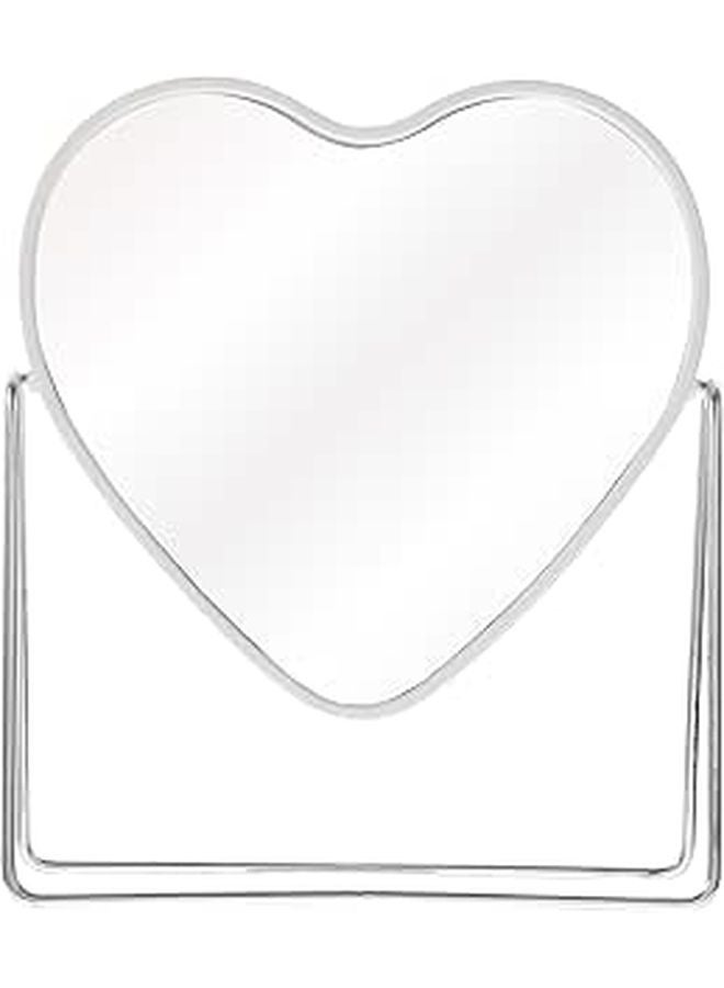 Large White Heart Shaped Swivel Double Sided Vanity Makeup Mirror for Home Bedroom - Image 1