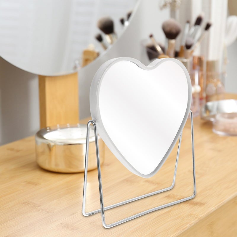 Large White Heart Shaped Swivel Double Sided Vanity Makeup Mirror for Home Bedroom - Image 4