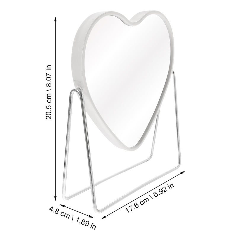 Large White Heart Shaped Swivel Double Sided Vanity Makeup Mirror for Home Bedroom - Image 3