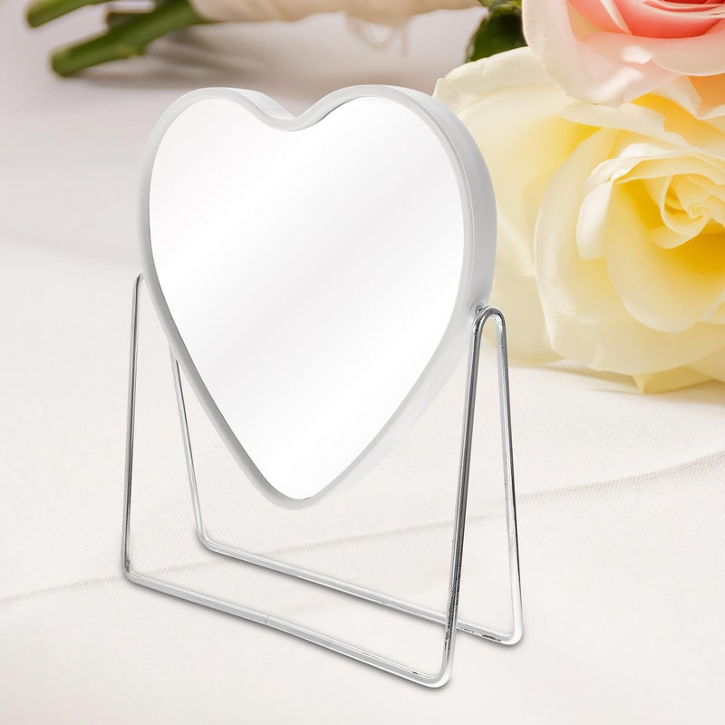 Large White Heart Shaped Swivel Double Sided Vanity Makeup Mirror for Home Bedroom - Image 5
