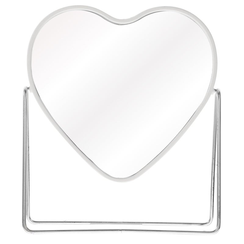 Large White Heart Shaped Swivel Double Sided Vanity Makeup Mirror for Home Bedroom - Image 2