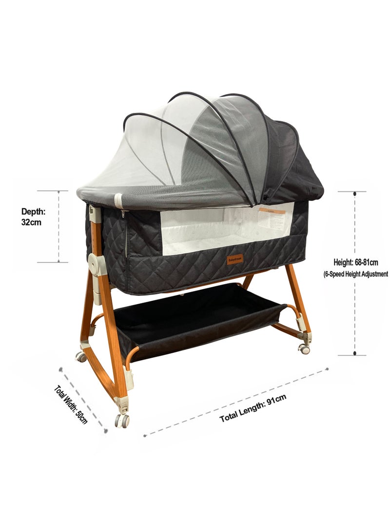 Babydream Portable Crib 6 Level adjustable height with mosquito net - Image 3