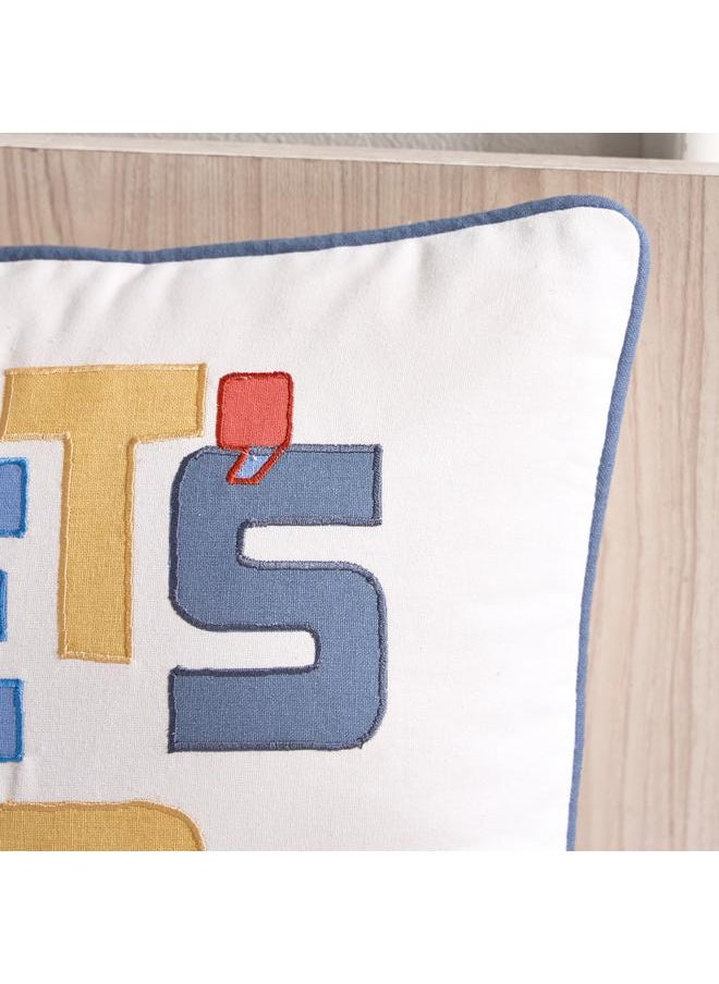 ARCADE - Lets Play Printed Embroidered Cotton Filled Cushion With Piping 40X40 Cm - Image 1
