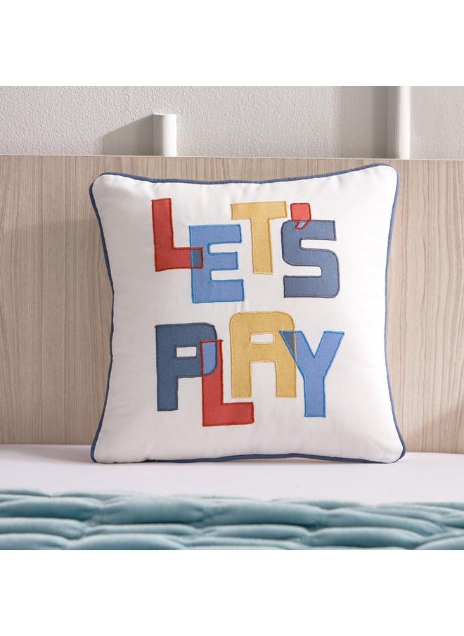 ARCADE - Lets Play Printed Embroidered Cotton Filled Cushion With Piping 40X40 Cm - Image 1