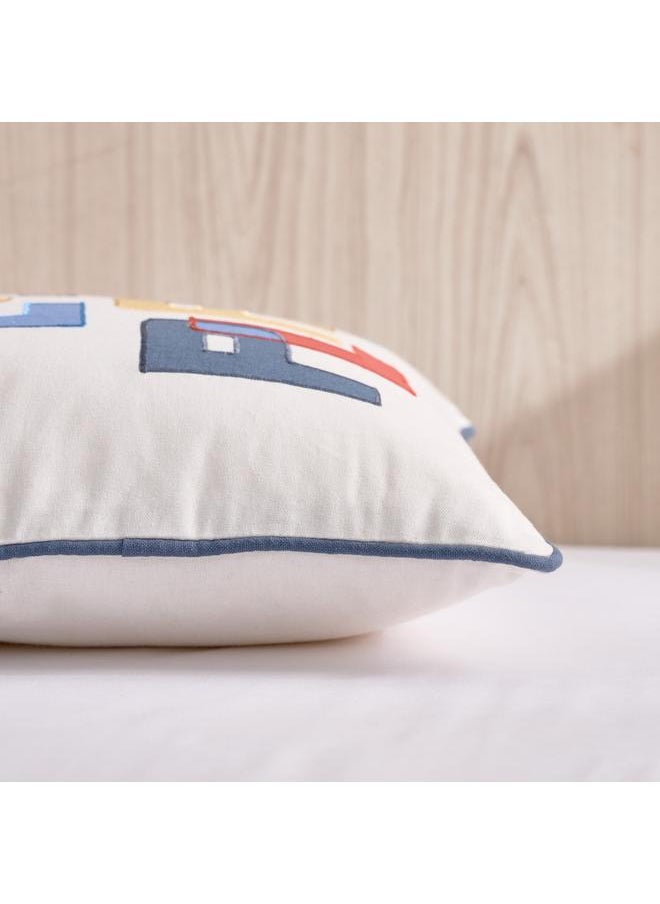 ARCADE - Lets Play Printed Embroidered Cotton Filled Cushion With Piping 40X40 Cm - Image 1