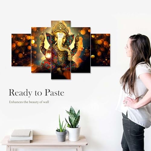 KRISHIV CREATION Set of 5 Ganesha Painting for Wall Decoration, 3D Paintings for Home Decoration, Paintings for Living Room, Bedroom (75 X 43 CM) - Image 3