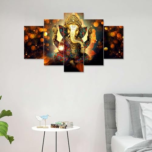 KRISHIV CREATION Set of 5 Ganesha Painting for Wall Decoration, 3D Paintings for Home Decoration, Paintings for Living Room, Bedroom (75 X 43 CM) - Image 5