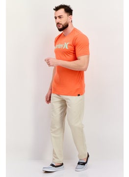 Hurley Men Crew Neck Brand Logo Short Sleeves T-shirts, Orange  - Image 4